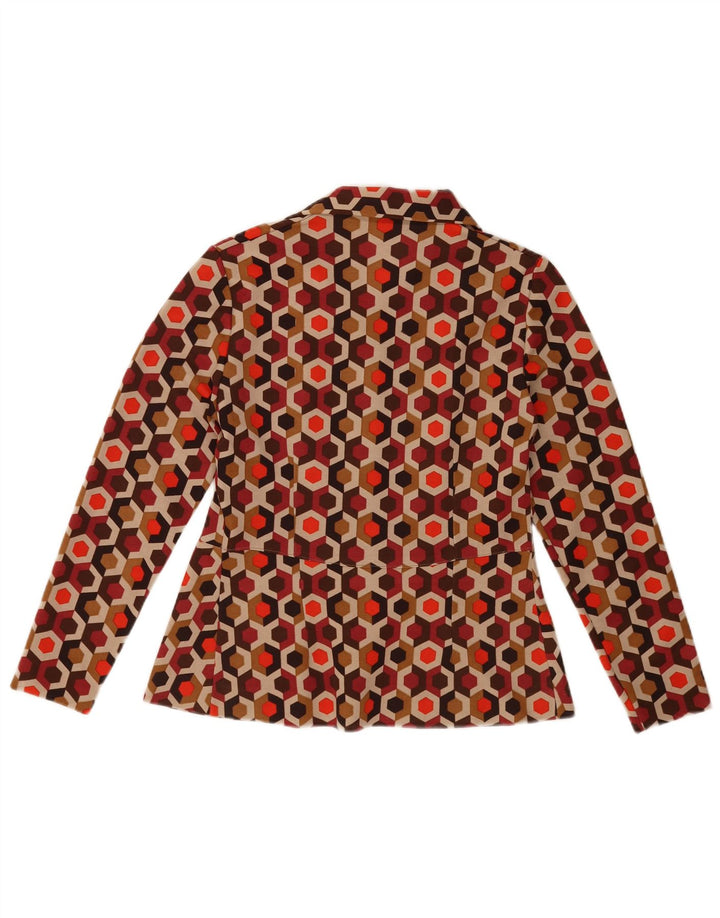 VINTAGE Womens Long Sleeve Blouse Top UK 12 Medium Multicoloured Geometric