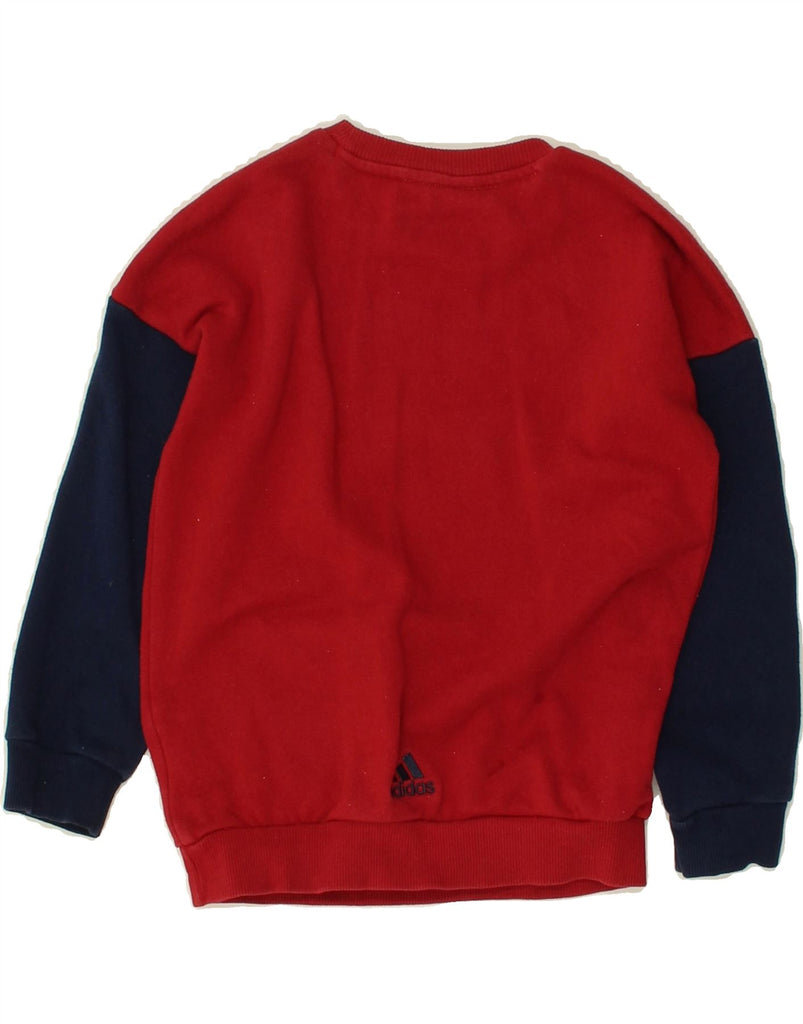 ADIDAS Boys Graphic Sweatshirt Jumper 2-3 Years Red Colourblock Cotton | Vintage Adidas | Thrift | Second-Hand Adidas | Used Clothing | Messina Hembry 