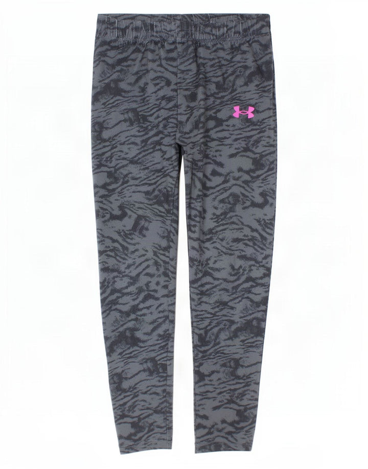 Under Armour Girls Leggings 6-7 Years Grey Tie Dye Polyester