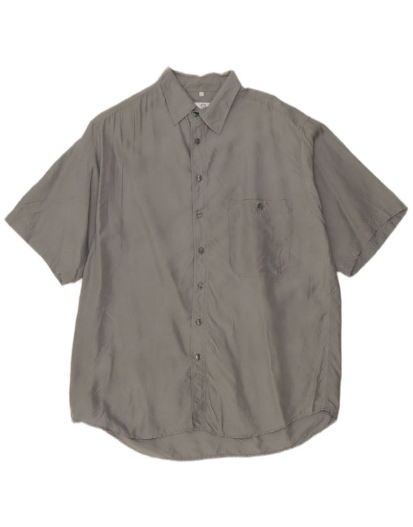 New Fast Mens Short Sleeve Shirt Size 41/42 Large Grey Silk
