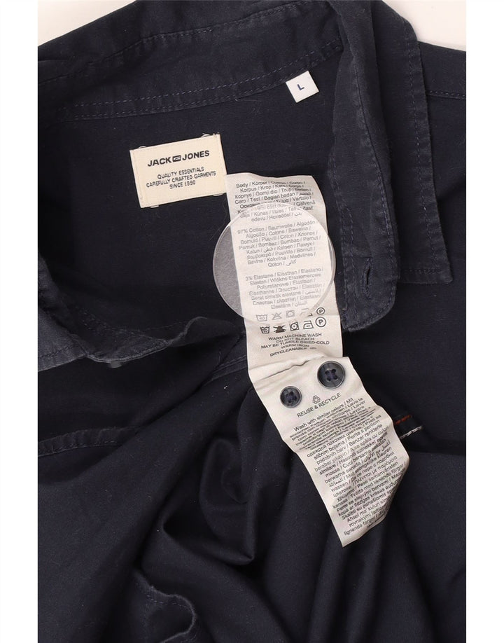 Jack & Jones Mens Shirt Large Navy Blue Cotton