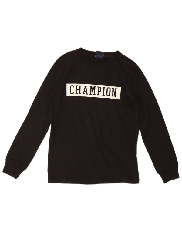 Champion Boys Graphic Top Long Sleeve 11-12 Years Large Black
