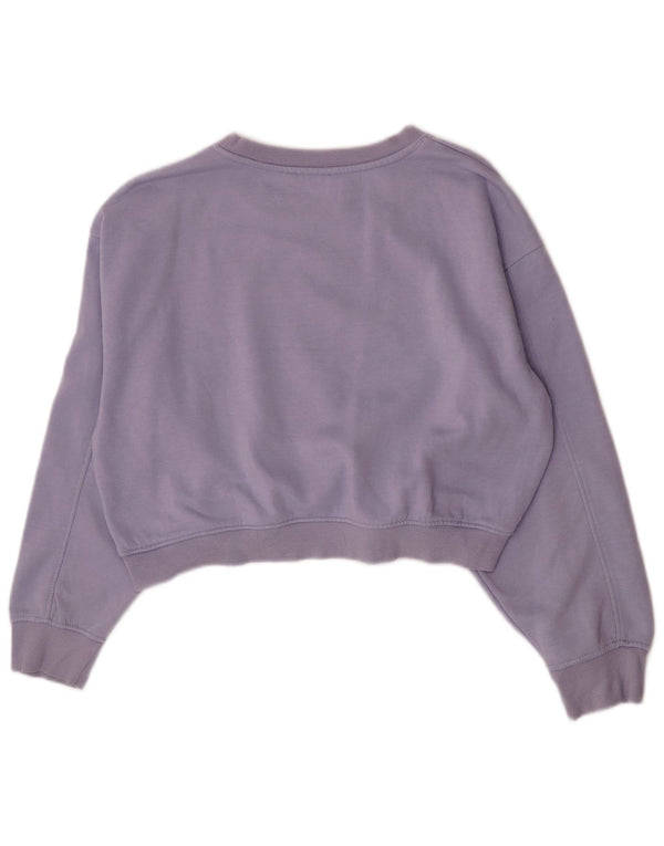 Zara Womens Crop Sweatshirt Jumper UK 16 Large Purple Cotton