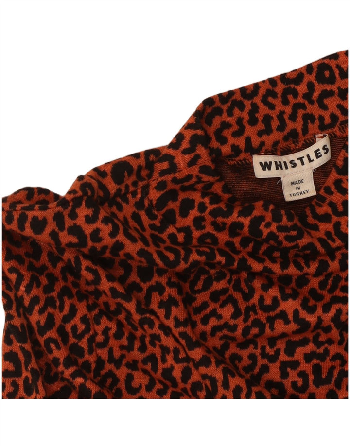 WHISTLES Womens Top Long Sleeve UK 12 Medium  Orange Animal Print