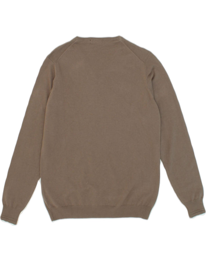 REFRIGUE Mens V-Neck Jumper Sweater Large Brown Viscose | Vintage Refrigue | Thrift | Second-Hand Refrigue | Used Clothing | Messina Hembry 