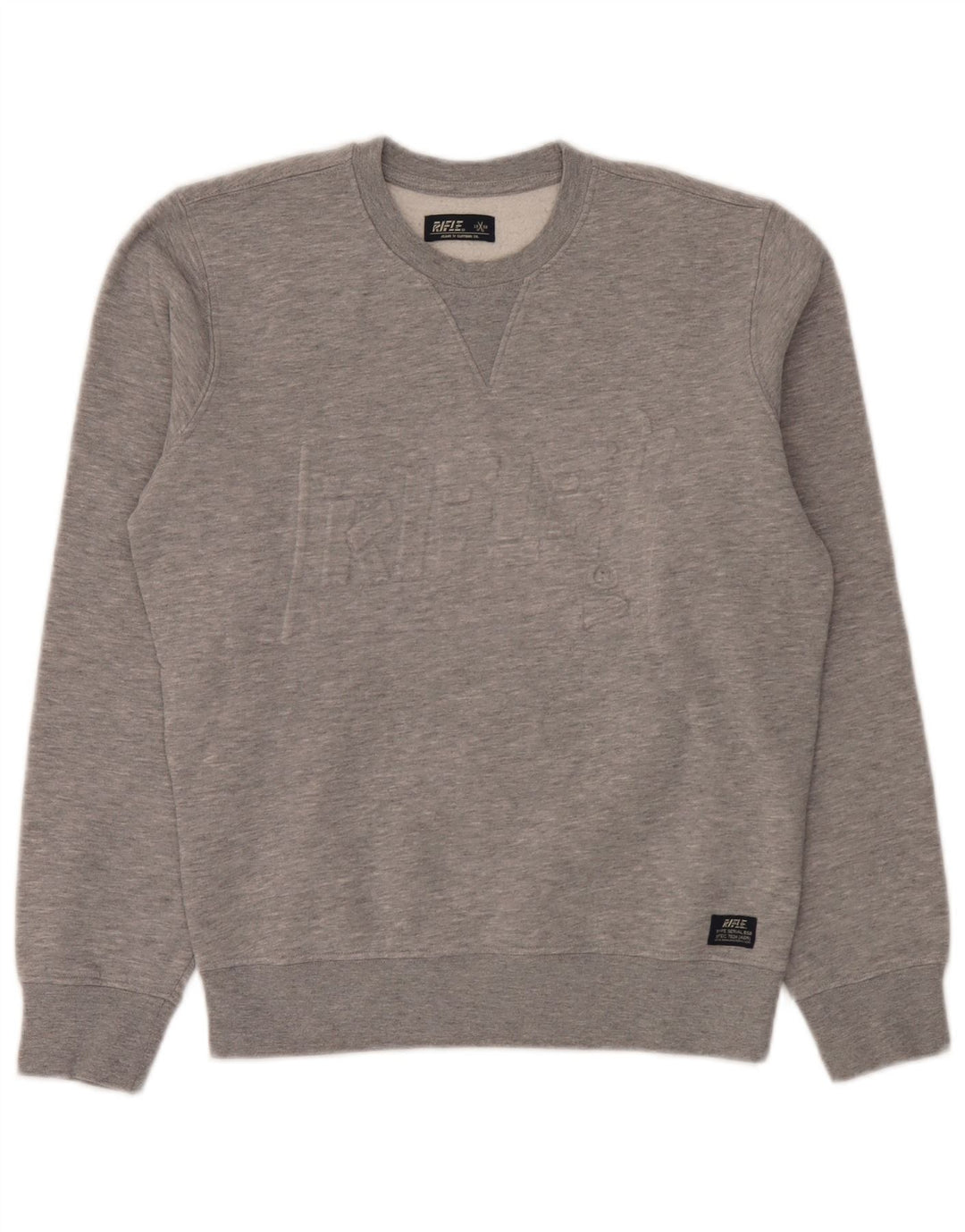 Rifle Mens Graphic Sweatshirt Jumper Small Grey Flecked Cotton