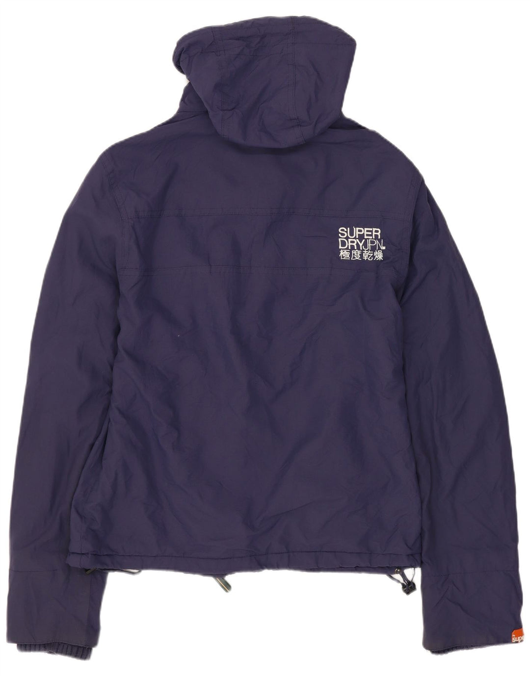 SUPERDRY Womens Hooded Windbreaker Jacket UK 14 Medium Navy Blue Nylon