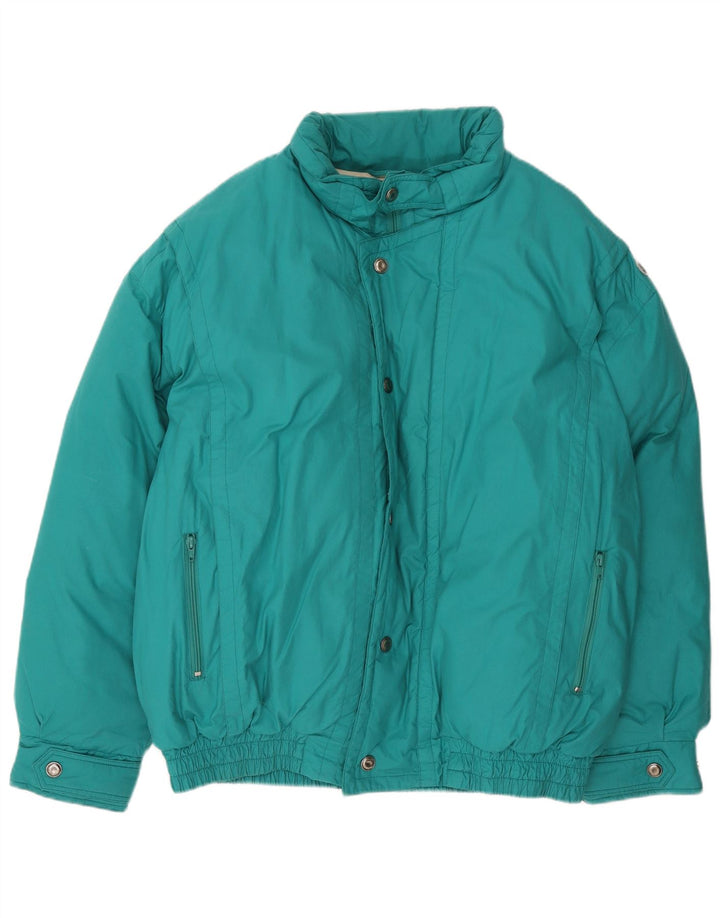Vintage Mens Padded Jacket UK 40 Large Turquoise Cotton