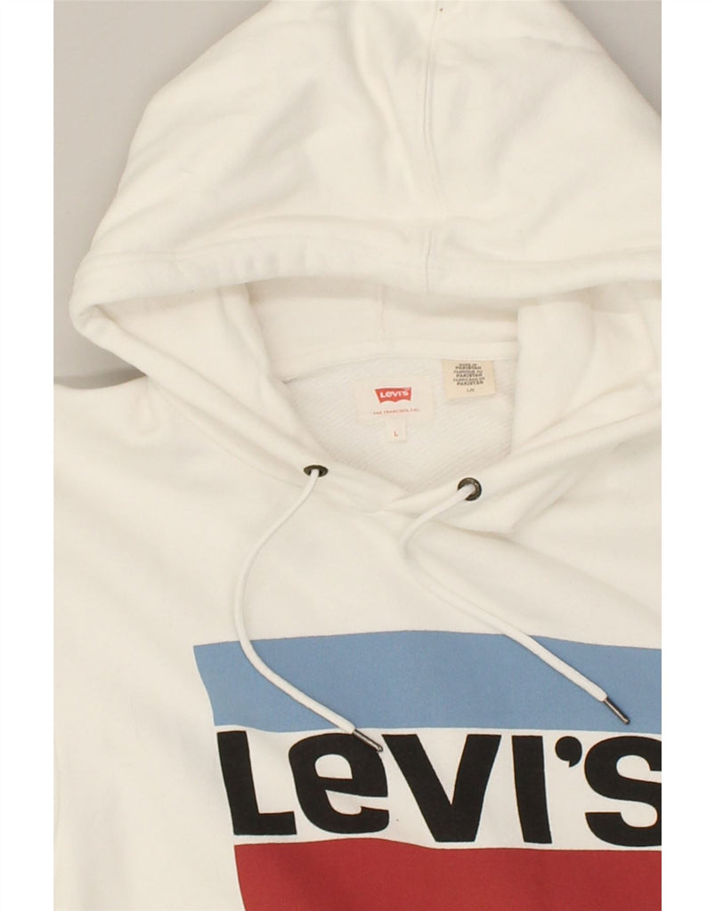 LEVI'S Mens Graphic Hoodie Jumper Large White Cotton | Vintage Levi's | Thrift | Second-Hand Levi's | Used Clothing | Messina Hembry 