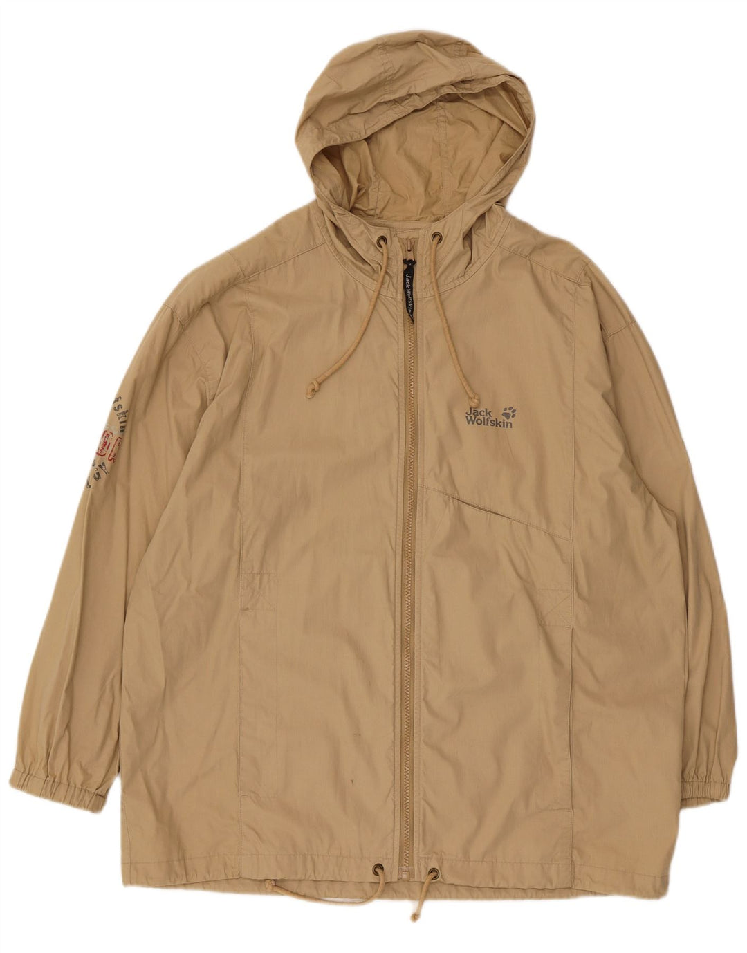 Jack Wolfskin Mens Graphic Hooded Bomber Jacket UK 36/38 Medium Beige