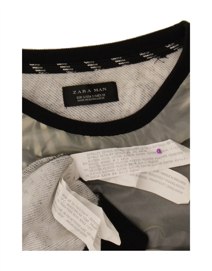 ZARA Mens Abstract Pattern Sweatshirt Jumper Small Grey Cotton Vintage Zara and Second-Hand Zara from Messina Hembry 