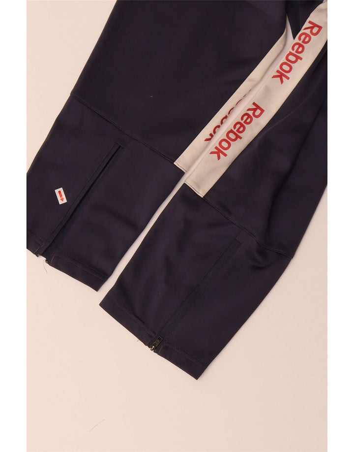 REEBOK Mens Tracksuit Trousers XL Navy Blue Colourblock Polyester