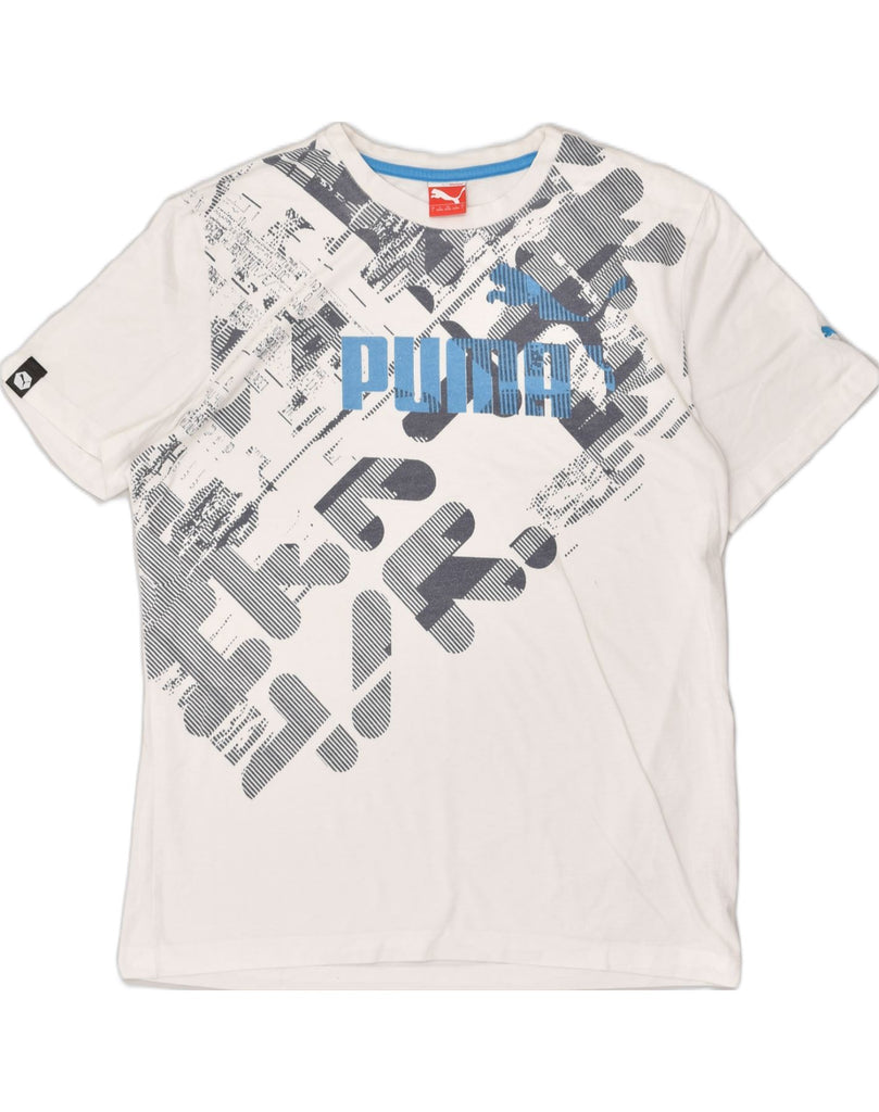 PUMA Mens Graphic T-Shirt Top Large White Cotton | Vintage Puma | Thrift | Second-Hand Puma | Used Clothing | Messina Hembry 