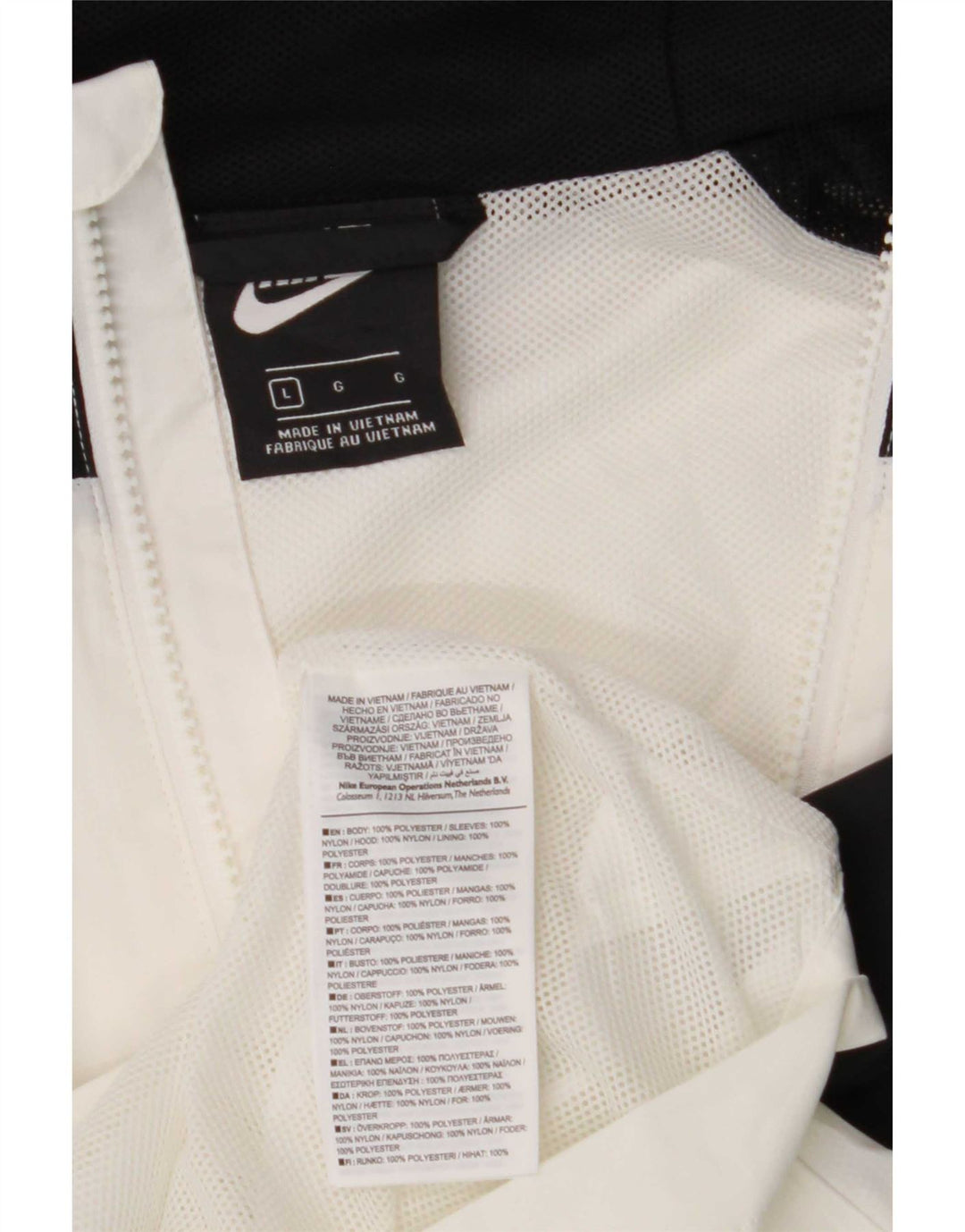 Nike Mens Hooded Tracksuit Top Jacket Large White Colourblock Polyester