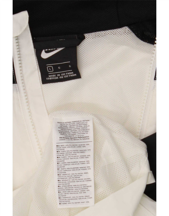 Nike Mens Hooded Tracksuit Top Jacket Large White Colourblock Polyester