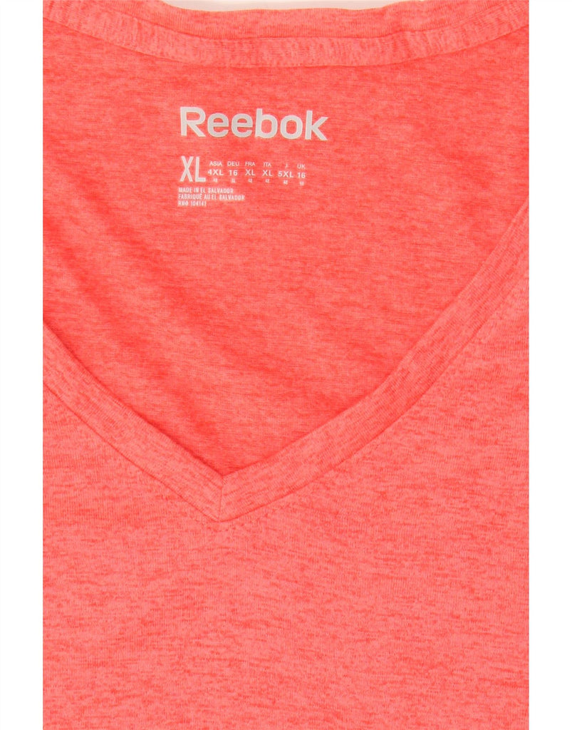 REEBOK Womens T-Shirt Top UK 16 Large Orange Flecked Polyester Vintage Reebok and Second-Hand Reebok from Messina Hembry 