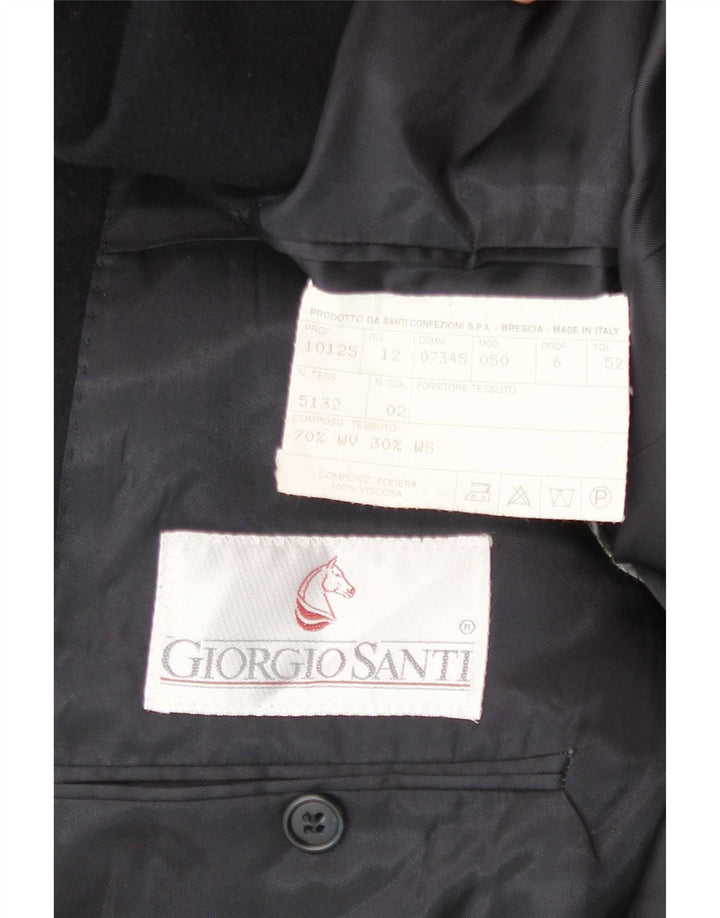 Giorgio Santi Mens 2 Button Blazer Jacket IT 52 XL Black Wool
