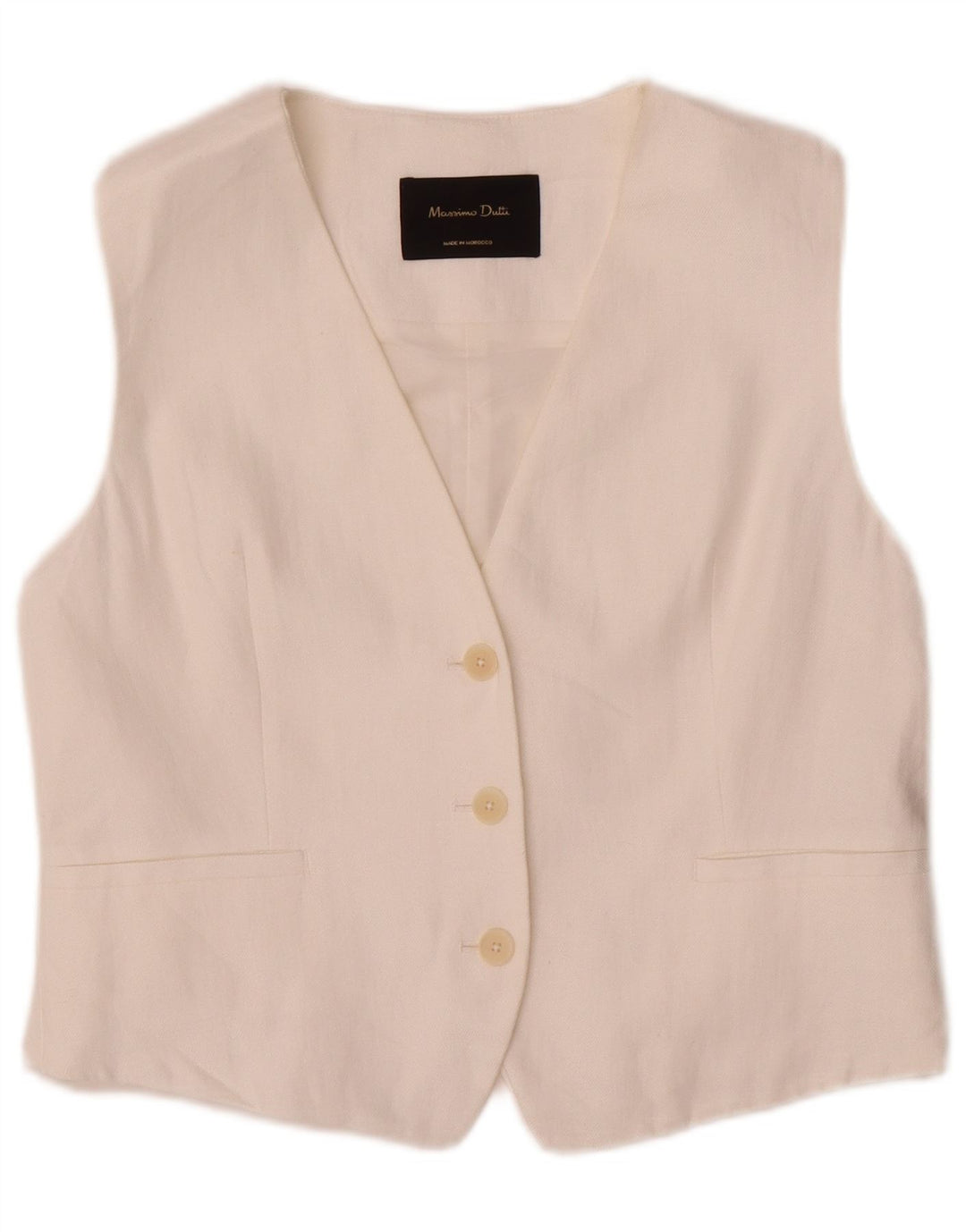 Massimo Dutti Womens Waistcoat UK 12 Medium White Cotton