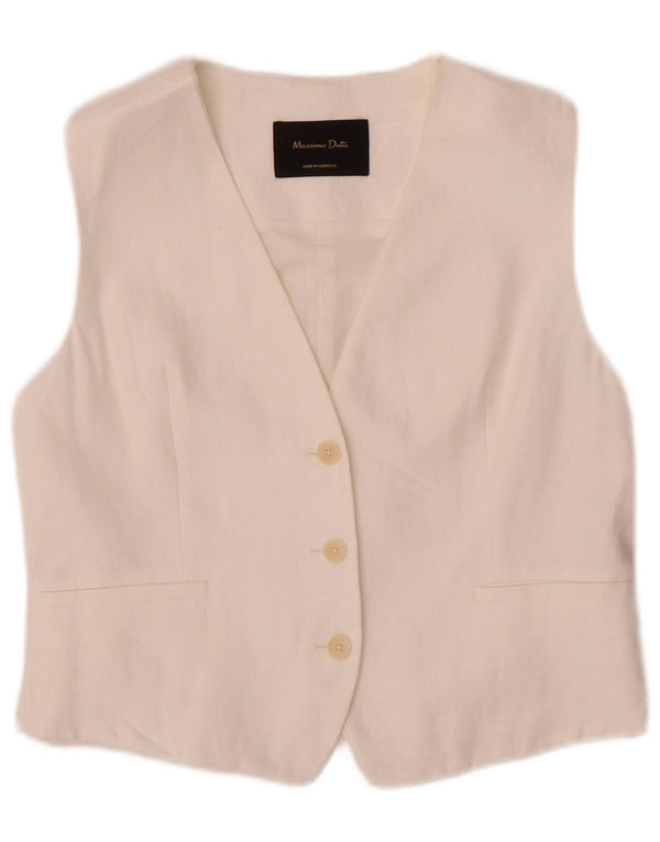Massimo Dutti Womens Waistcoat UK 12 Medium White Cotton