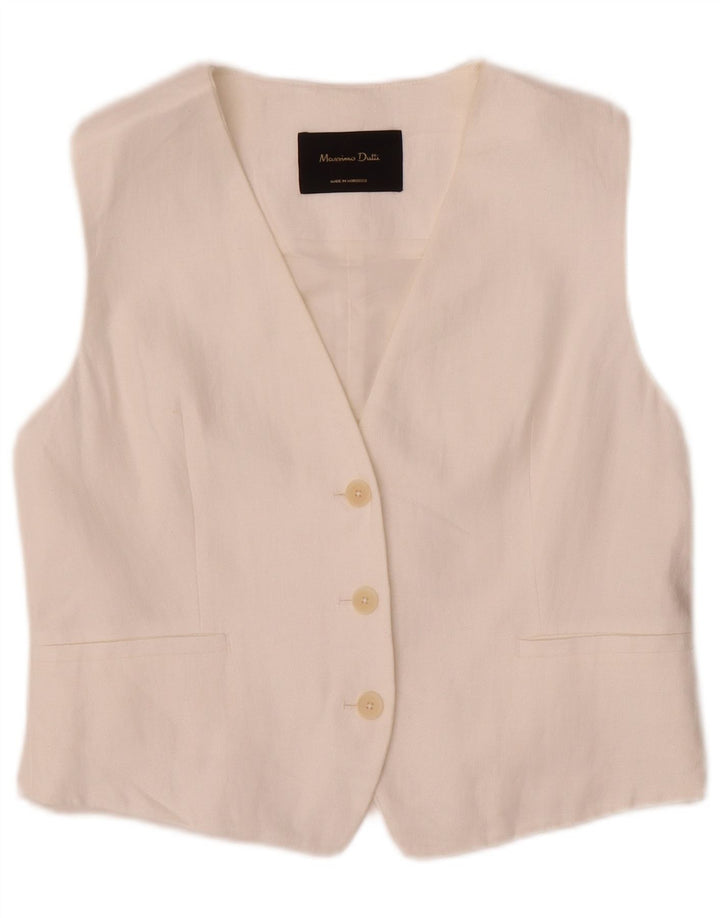 Massimo Dutti Womens Waistcoat UK 12 Medium White Cotton