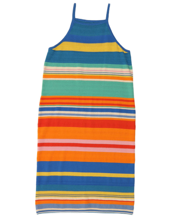 VINTAGE Womens Knit Slip Dress UK 12 Medium Multicoloured Striped