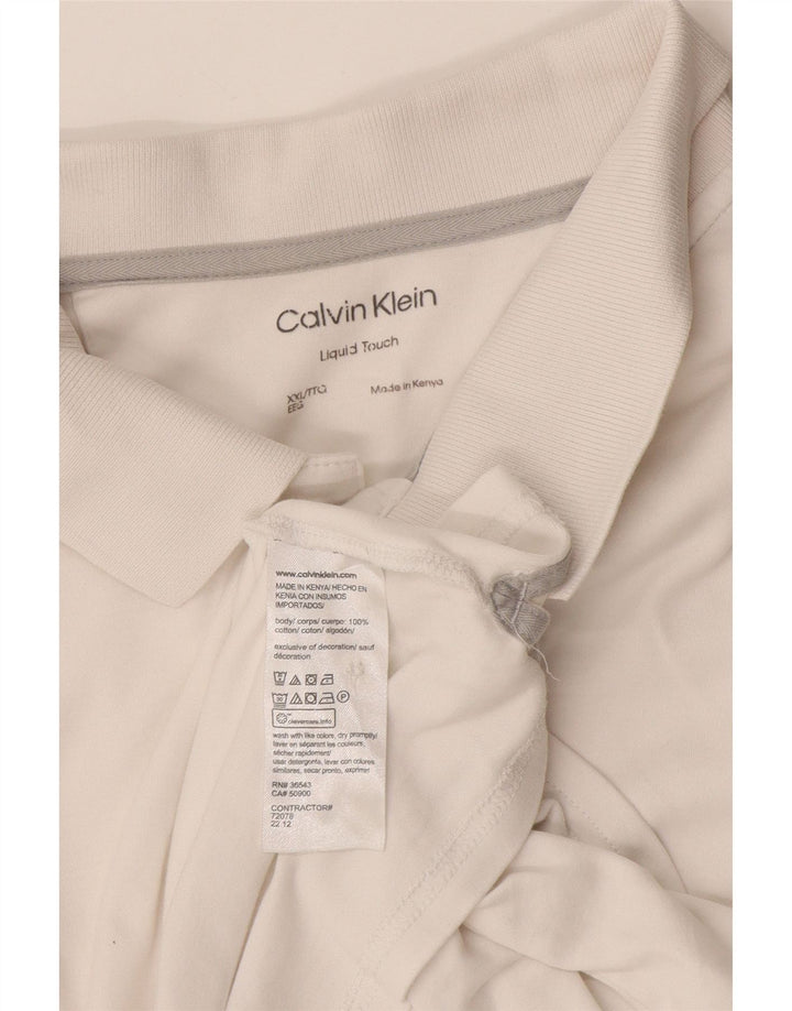 Calvin Klein Mens Polo Shirt 2XL White Cotton