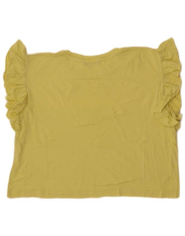 Zara Womens Crop T-Shirt Top UK 14 Medium Yellow