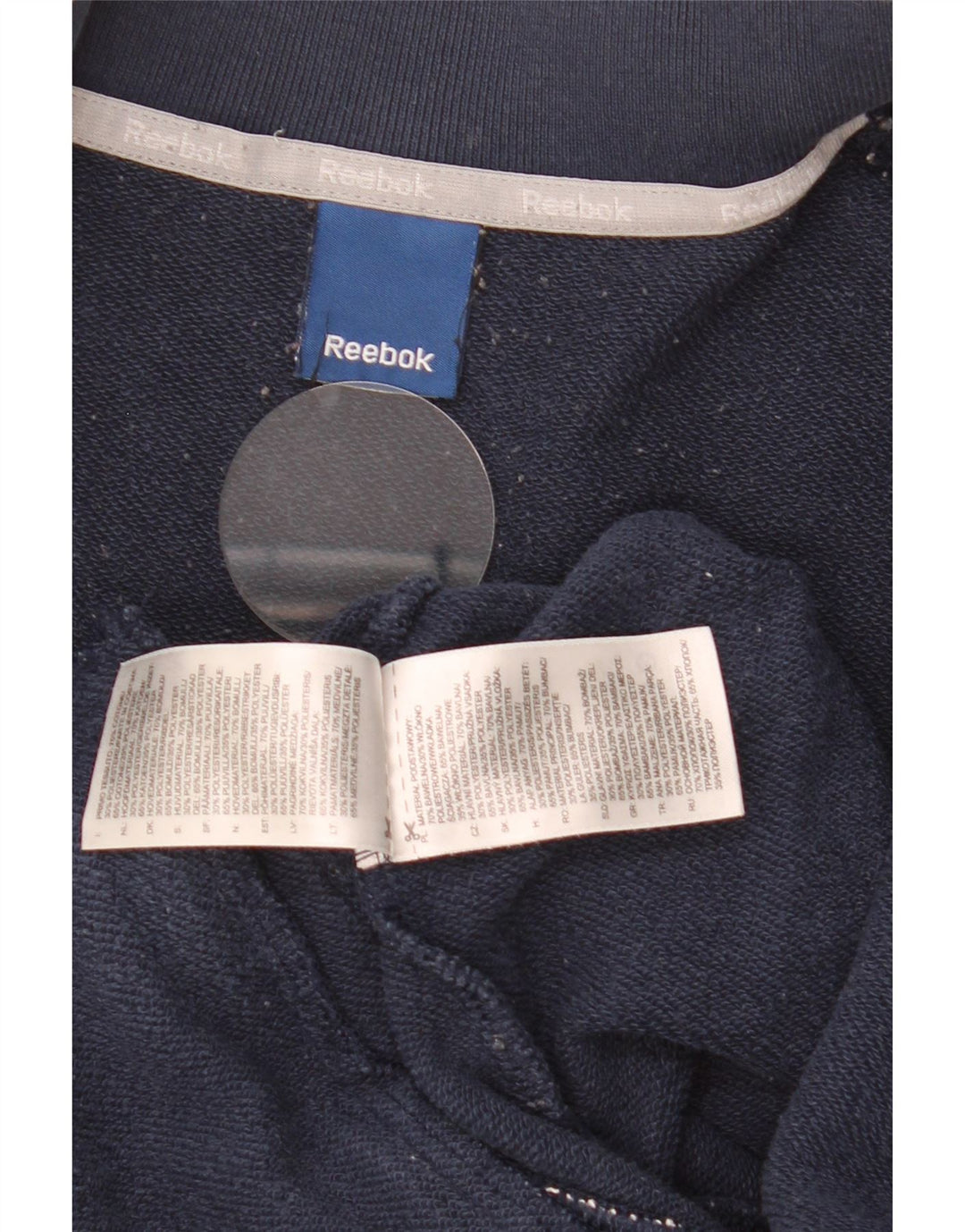 Reebok Womens Oversized Tracksuit Top Jacket UK 6 XS Navy Blue Cotton
