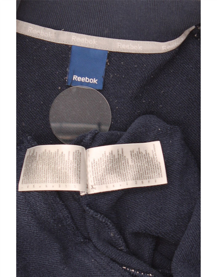 Reebok Womens Oversized Tracksuit Top Jacket UK 6 XS Navy Blue Cotton