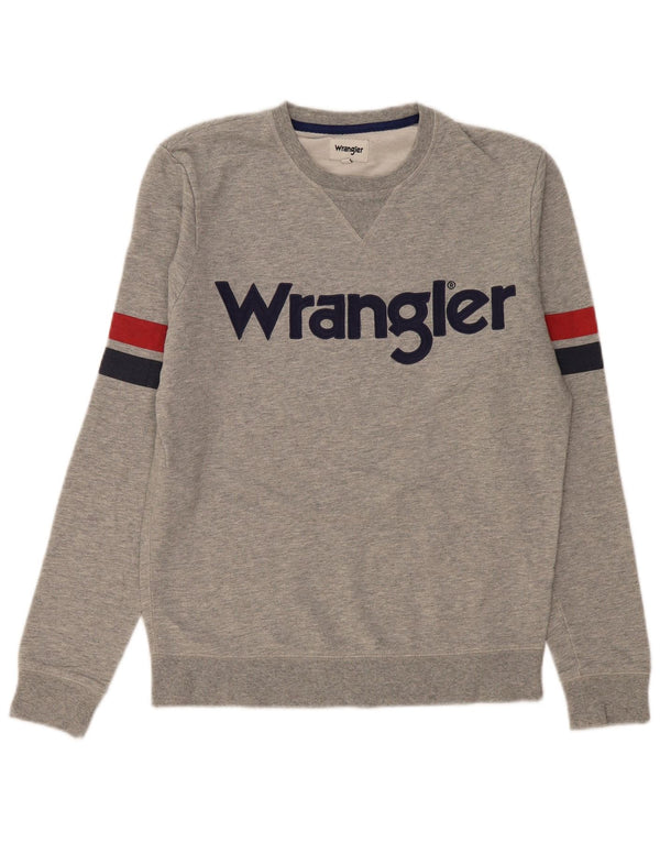 Wrangler Mens Graphic Sweatshirt Jumper Small Grey Colourblock Cotton