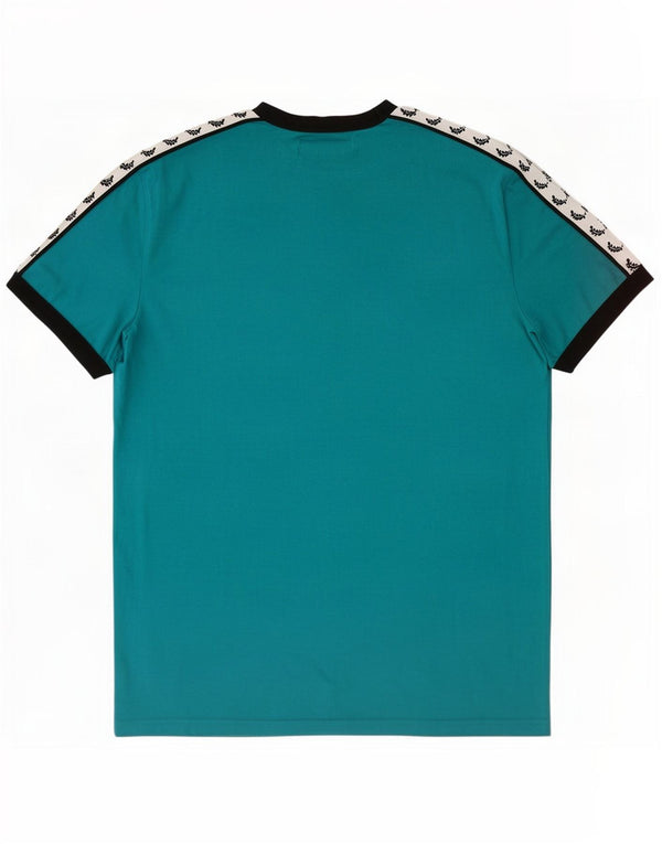 Fred Perry Mens Graphic T-Shirt Top Medium Turquoise Colourblock Cotton