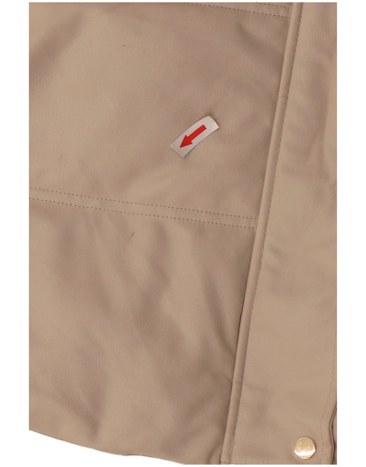 Zara Womens Hooded Sleeveless Padded Jacket UK 14 Medium Beige Polyester