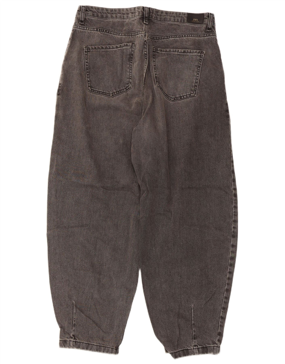 Zara Womens Balloon High Rise Cropped Jeans EU 40 Medium W30 L26 Grey