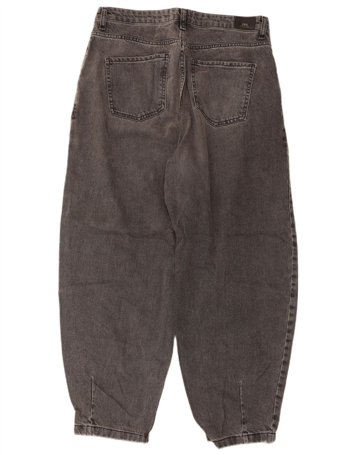 Zara Womens Balloon High Rise Cropped Jeans EU 40 Medium W30 L26 Grey