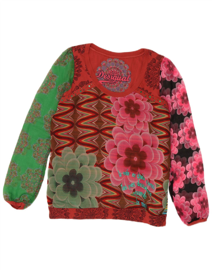 Desigual Womens Graphic Top Long Sleeve UK 16 Large Multicoloured Floral