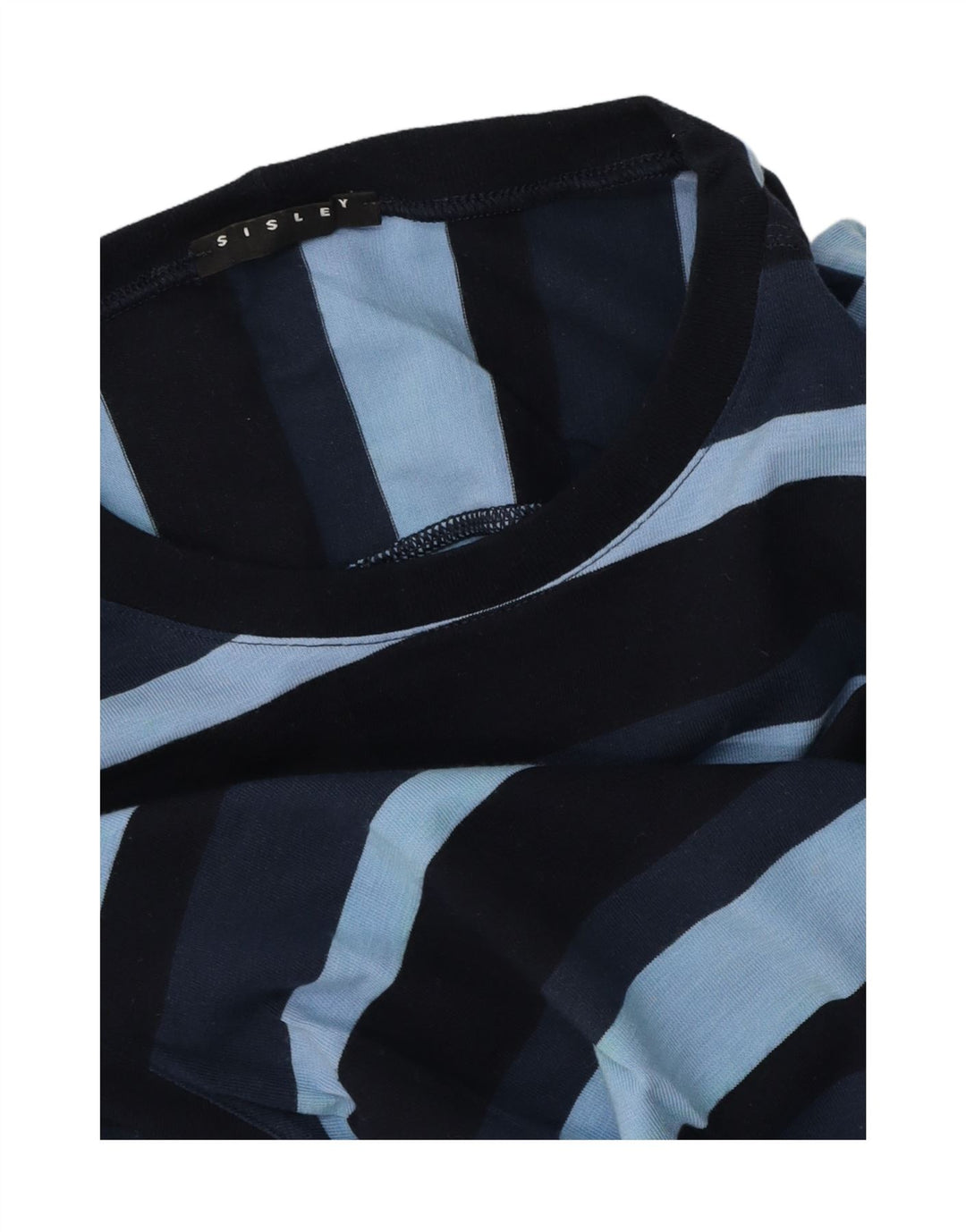 Sisley Mens T-Shirt Top Small Blue Striped Cotton
