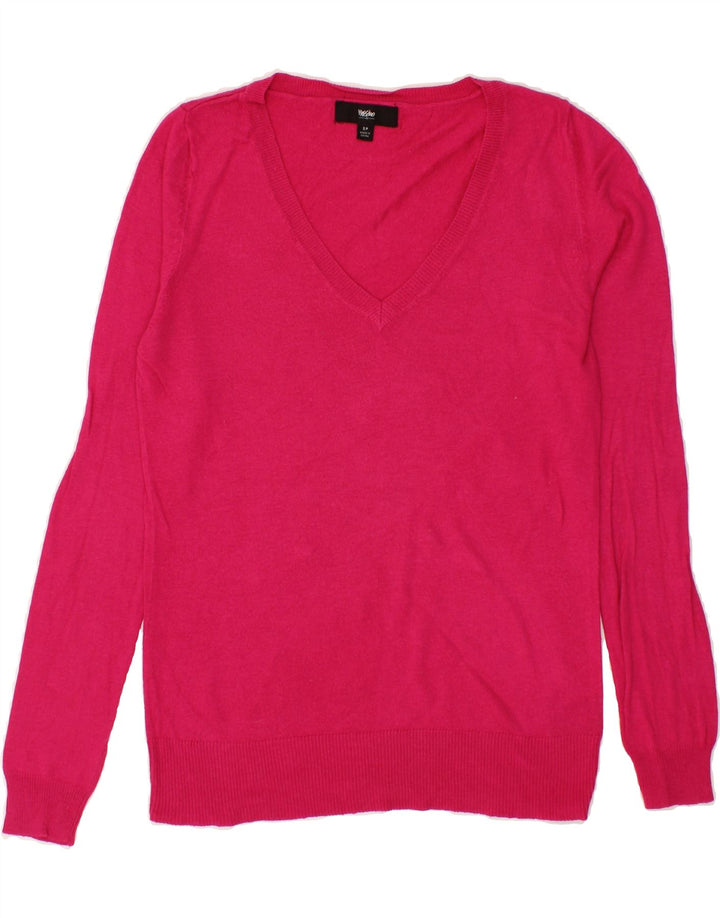 MOSSIMO Womens V-Neck Jumper Sweater UK 10 Small Pink Cotton Vintage Mossimo and Second-Hand Mossimo from Messina Hembry 