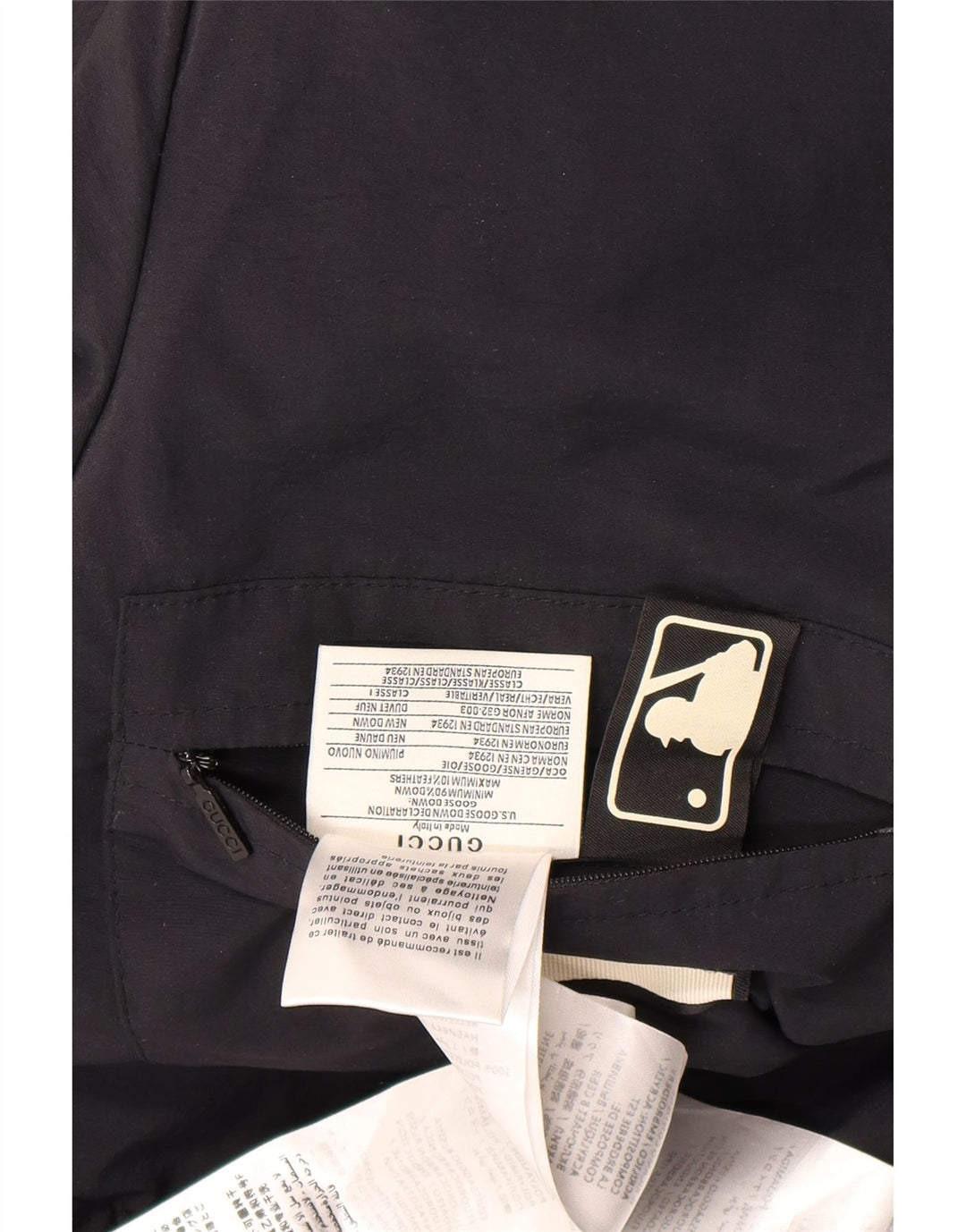 Gucci Mens Graphic Hooded Padded Coat IT 46 Large Black Polyamide