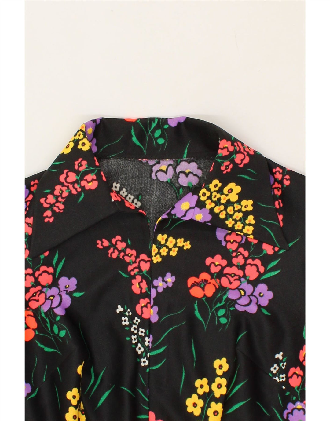 VINTAGE Womens A-Line Dress UK 14 Medium Black Floral