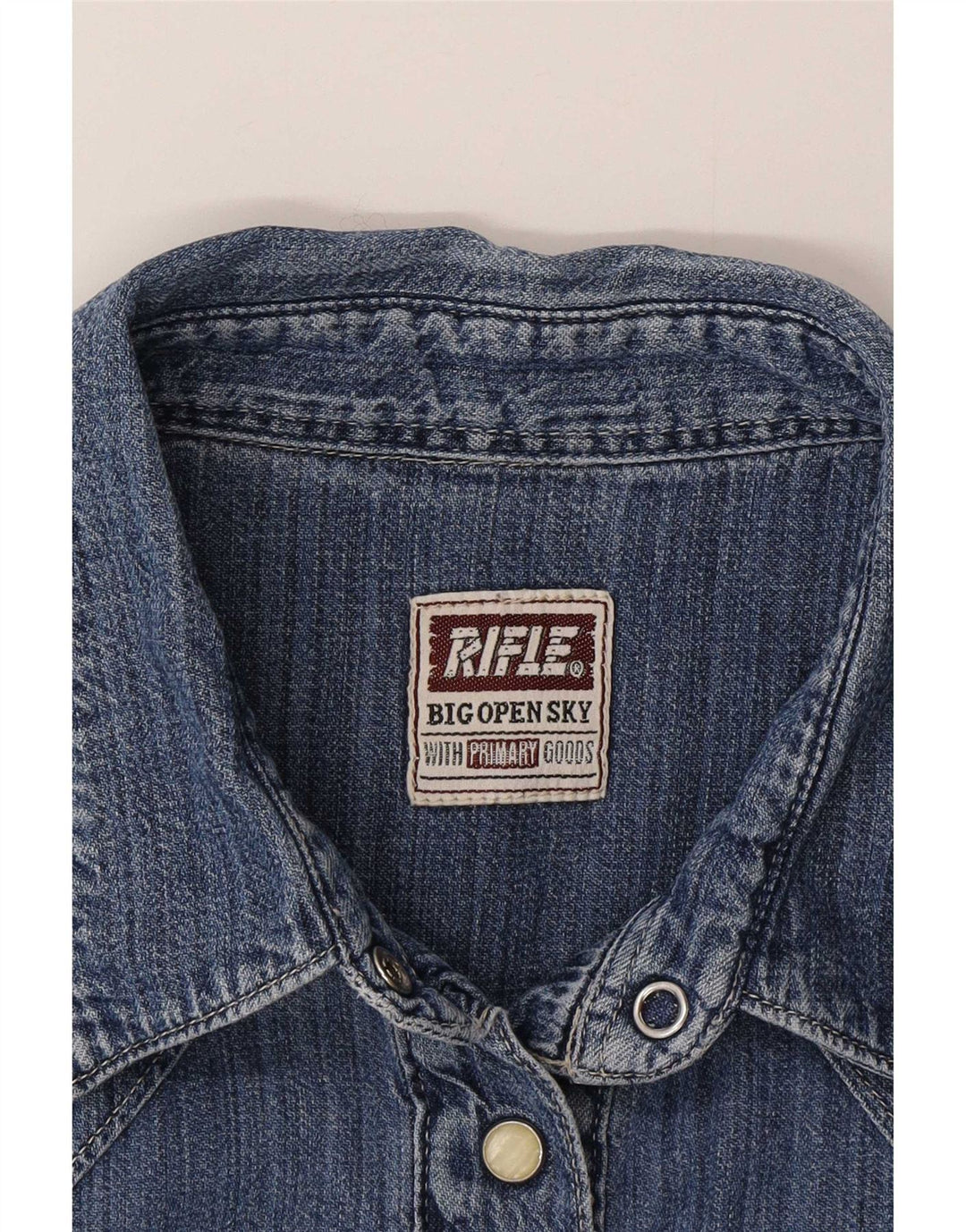 Rifle Womens Denim Shirt UK 16 Large Blue