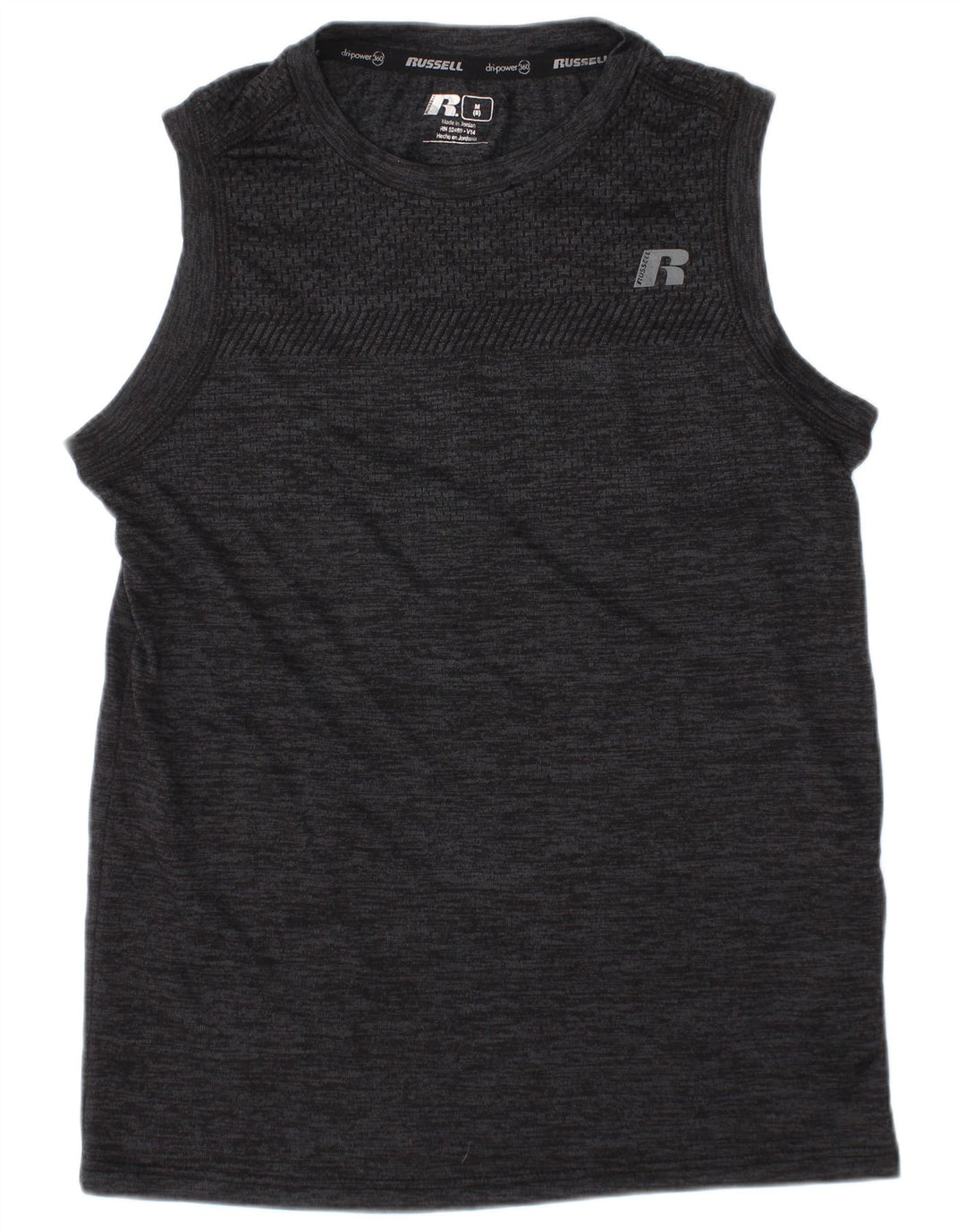 RUSSELL ATHLETIC Boys Dri-Power Vest Top 7-8 Years Medium Grey Flecked
