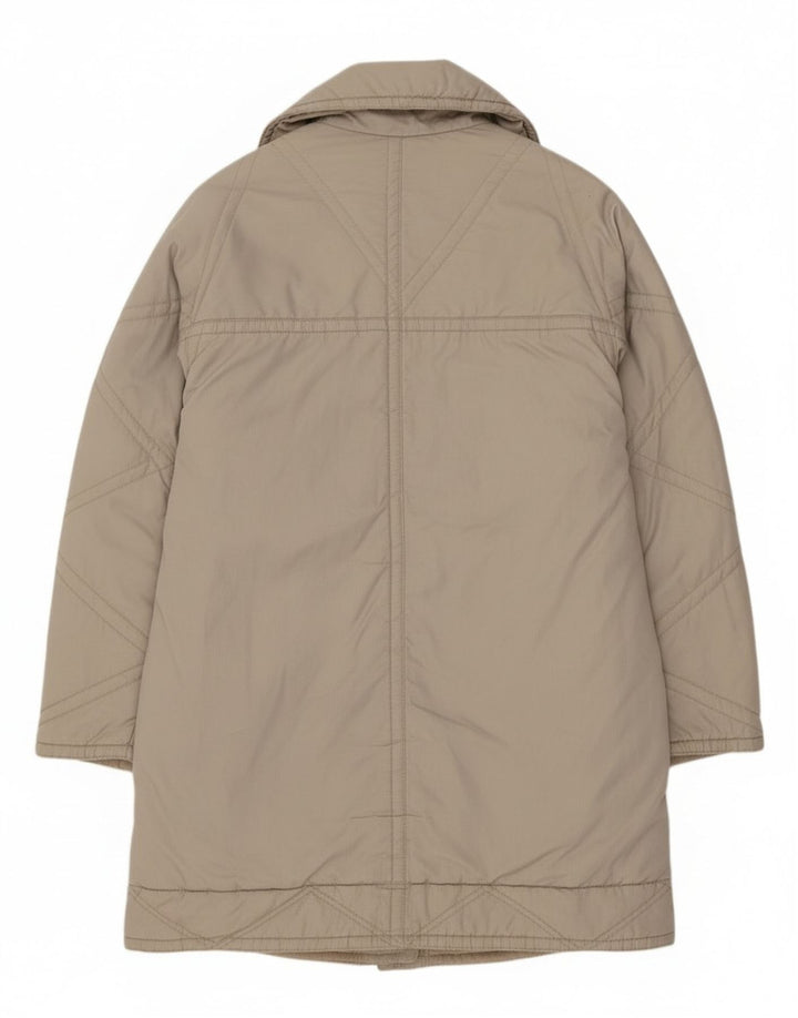 Vintage Womens Oversized Overcoat EU 40 Medium Beige Polyester