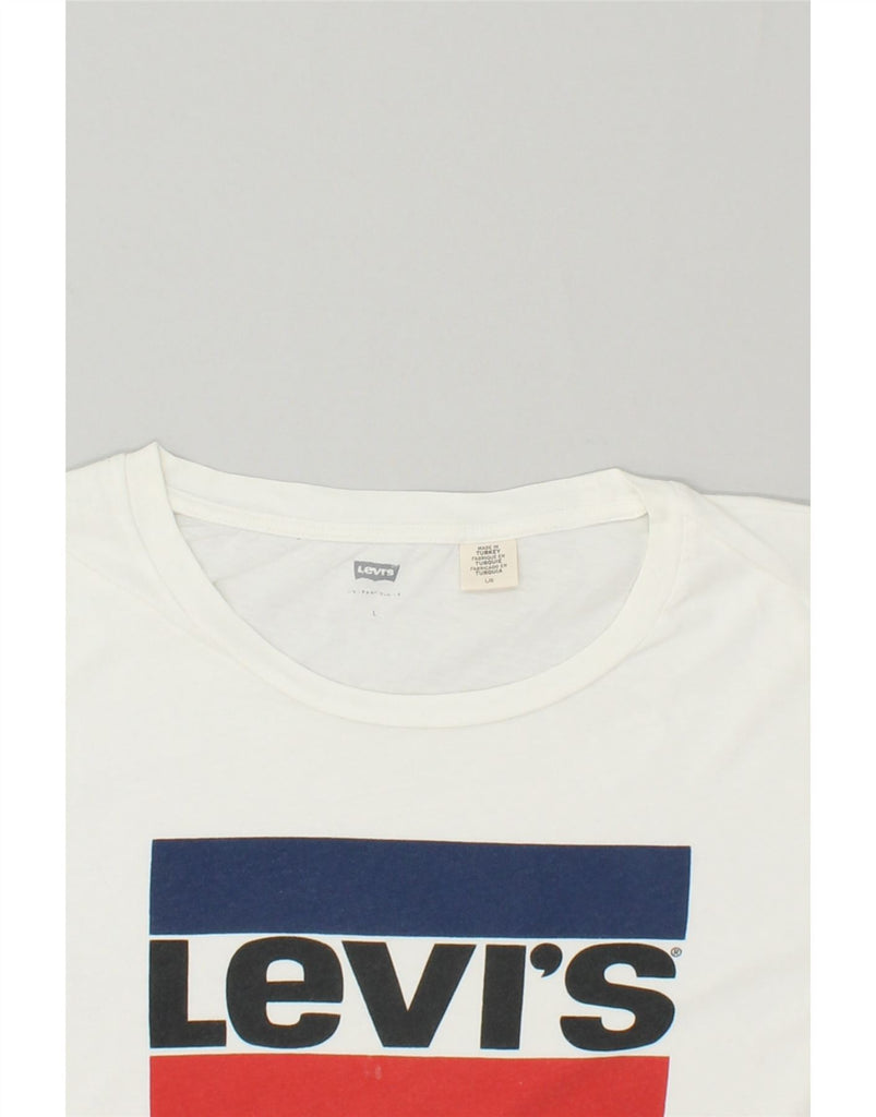 LEVI'S Womens Graphic T-Shirt Top UK 16 Large White | Vintage Levi's | Thrift | Second-Hand Levi's | Used Clothing | Messina Hembry 