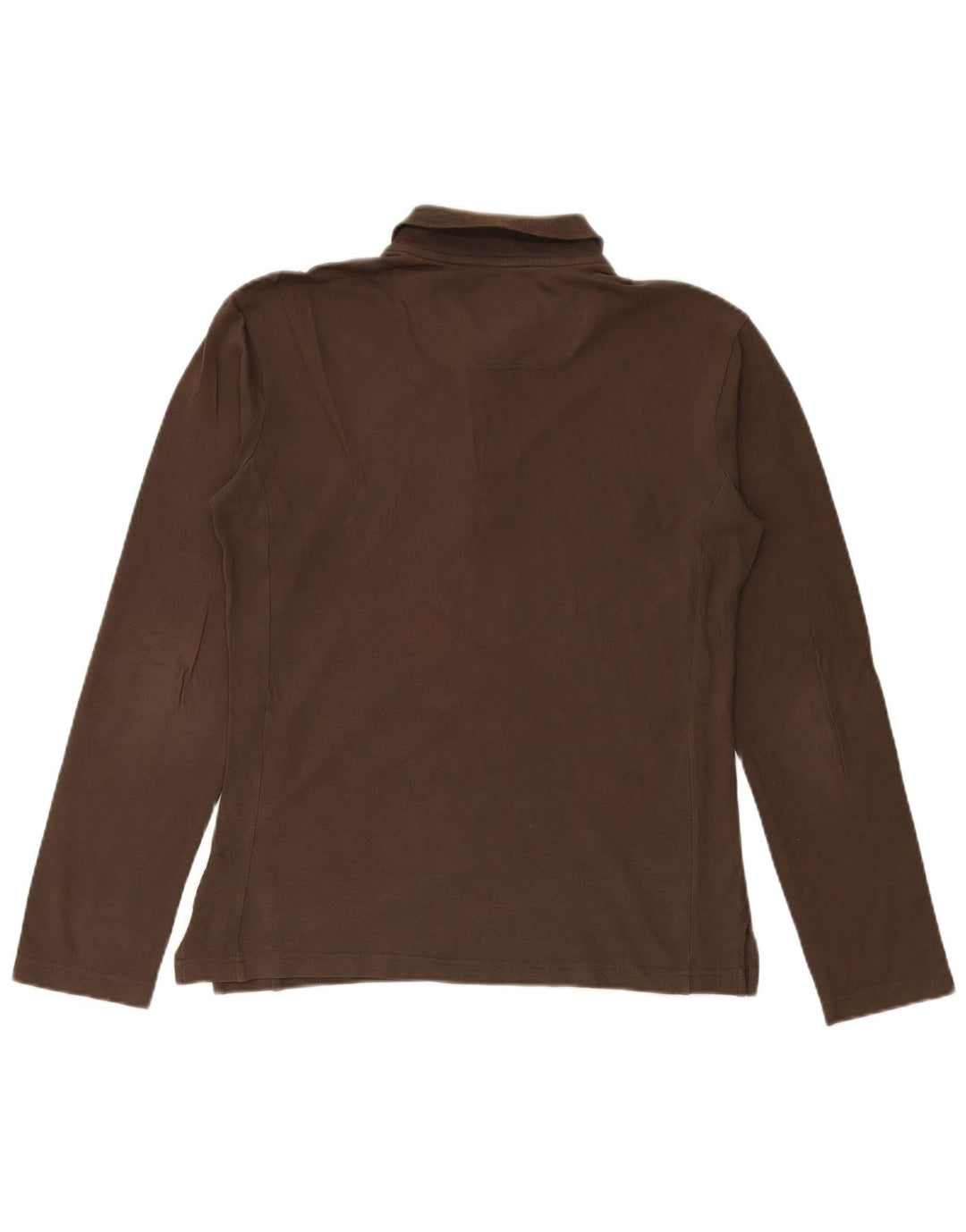 ARMANI JEANS Mens Long Sleeve Polo Shirt Medium Brown Cotton