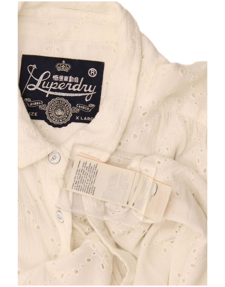 Superdry Womens Shirt UK 18 XL White Cotton