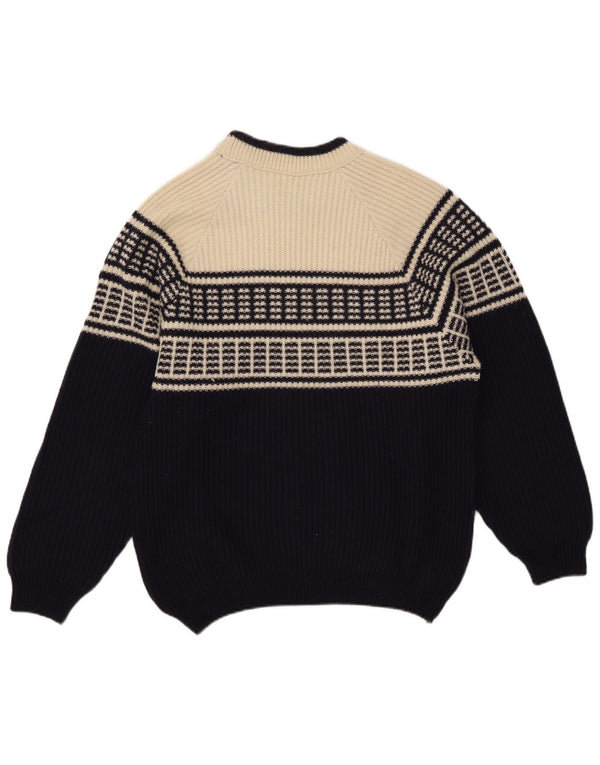American System Mens Crew Neck Jumper Sweater Large Navy Blue Colourblock