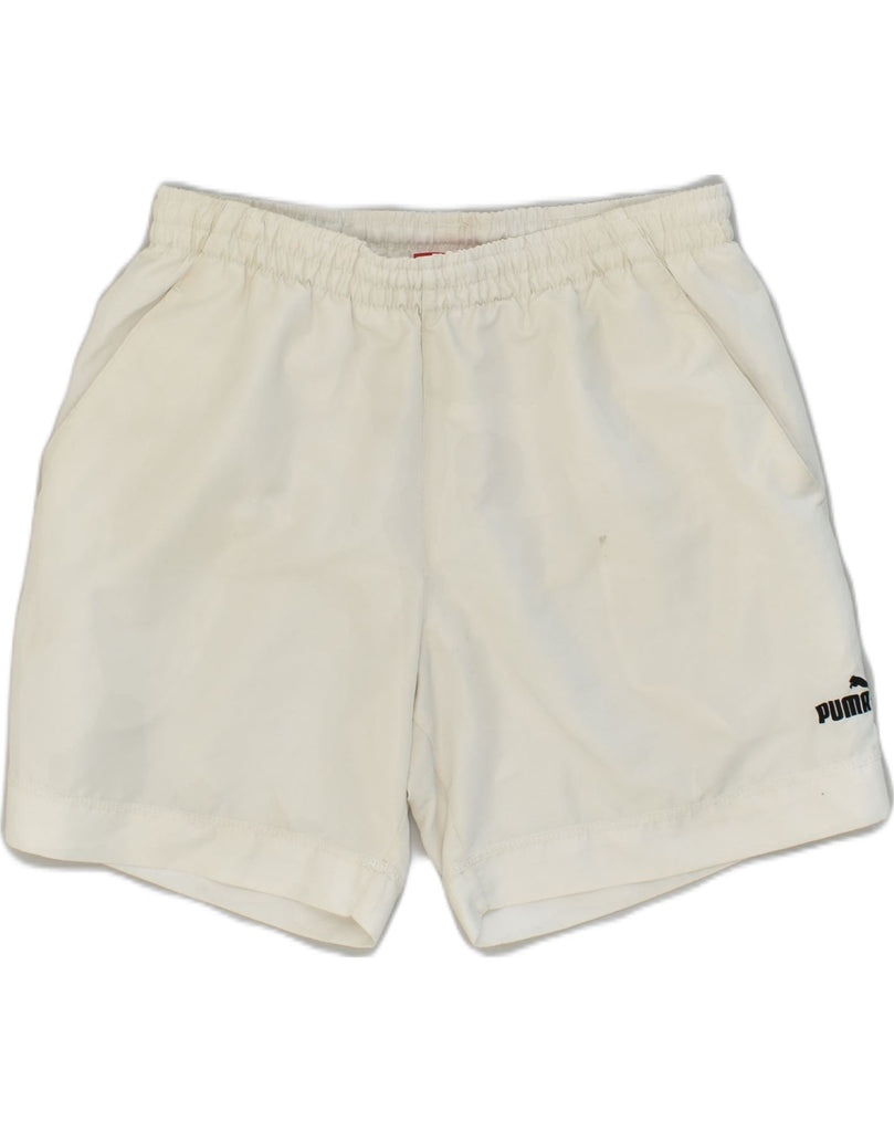 PUMA Mens Sport Shorts Medium White Polyester | Vintage Puma | Thrift | Second-Hand Puma | Used Clothing | Messina Hembry 