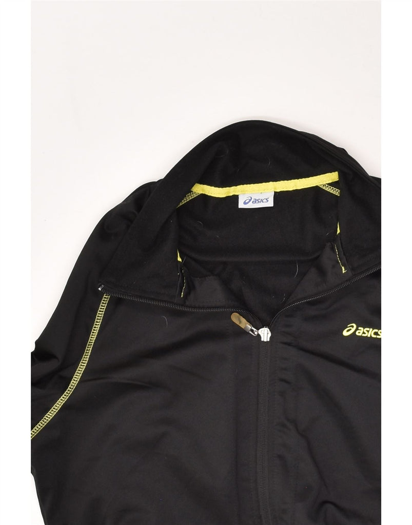 ASICS Womens Tracksuit Top Jacket UK 16 Large Black Polyester | Vintage Asics | Thrift | Second-Hand Asics | Used Clothing | Messina Hembry 