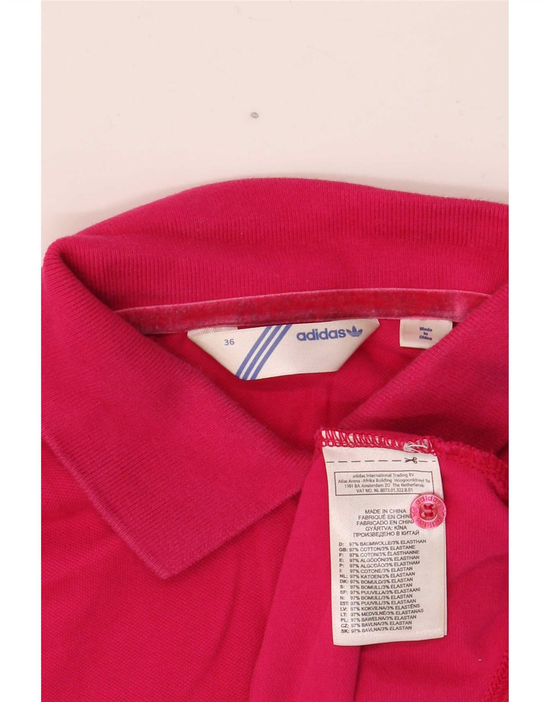 Adidas Womens Polo shirt EU 36 Small Pink Cotton