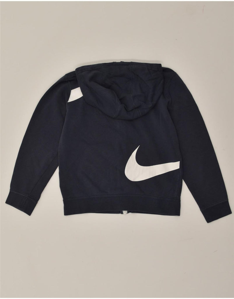 NIKE Boys Graphic Zip Hoodie Sweater 12-13 Years Large  Navy Blue Cotton | Vintage Nike | Thrift | Second-Hand Nike | Used Clothing | Messina Hembry 